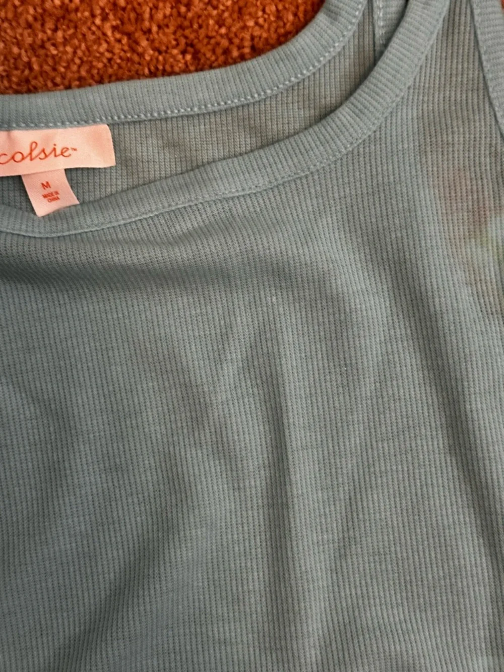 Colsie Blue Ribbed Cropped Ribbed Soft Tank Top - Picture 9 of 9